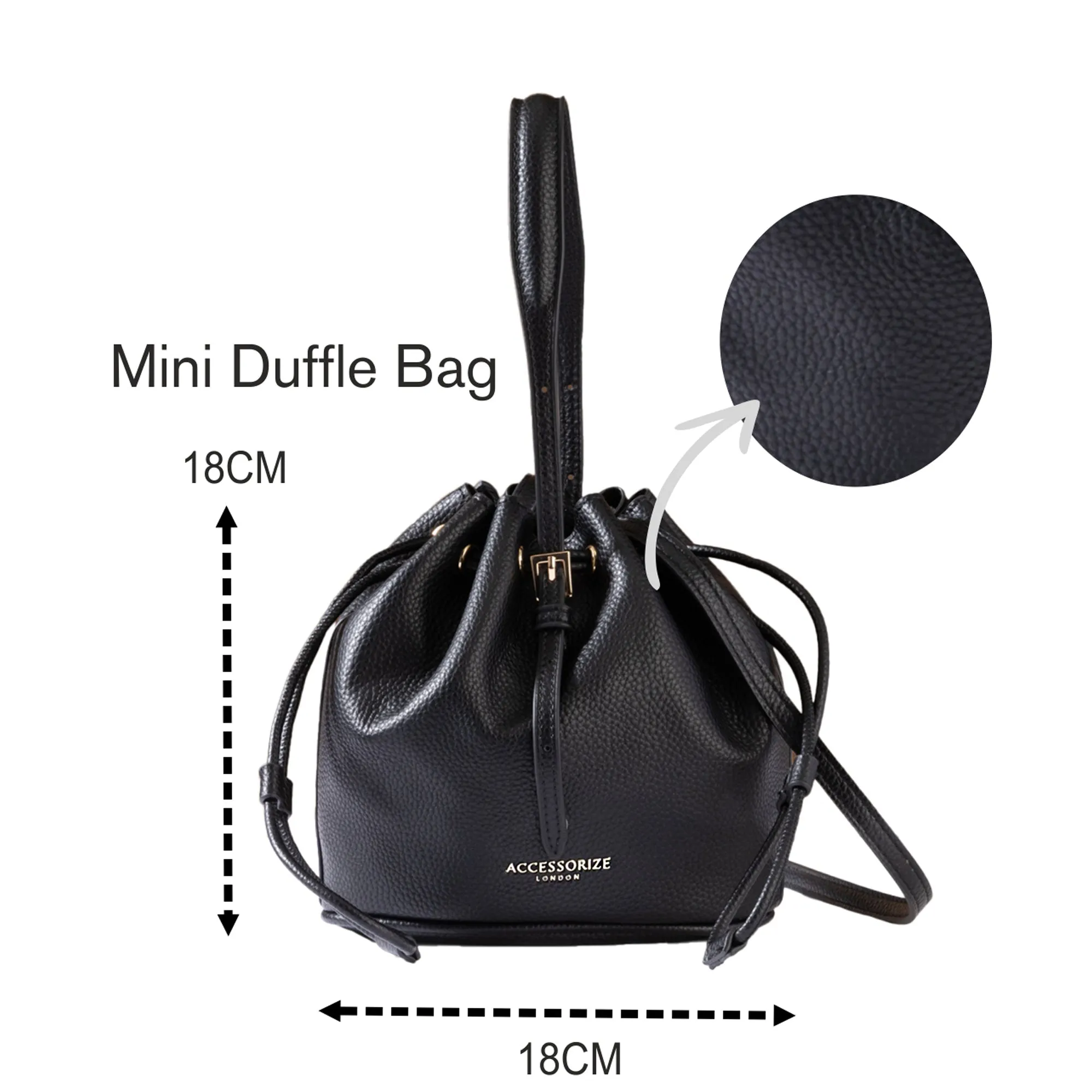 Accessorize London Women's Black Mini Duffle Bag