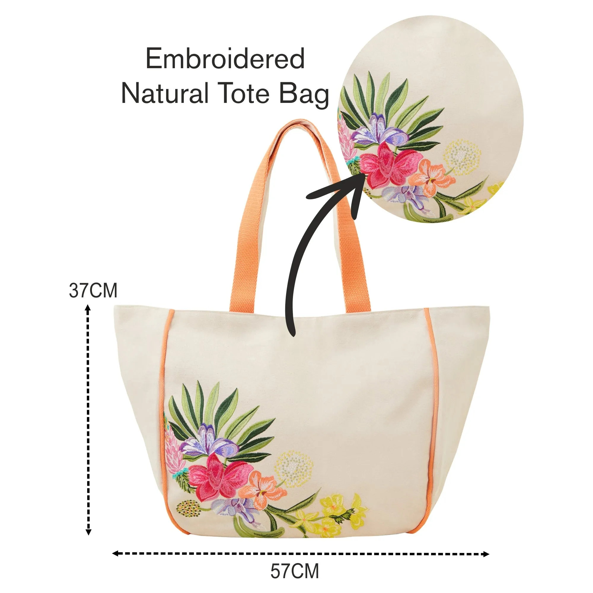 Accessorize London Women's Cream Embroidered Natural Tote