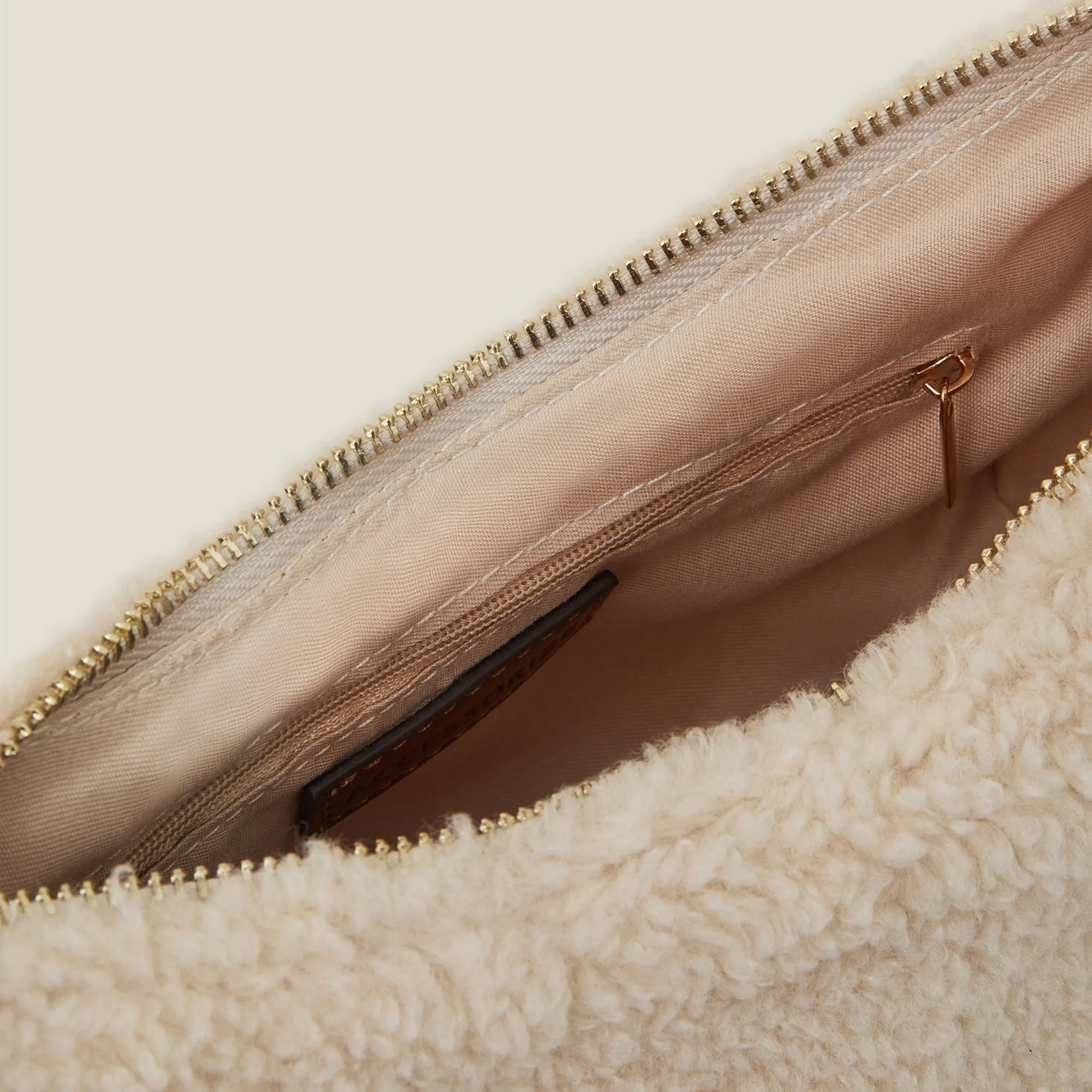 Accessorize London Women's Cream Shearling Sling Bag