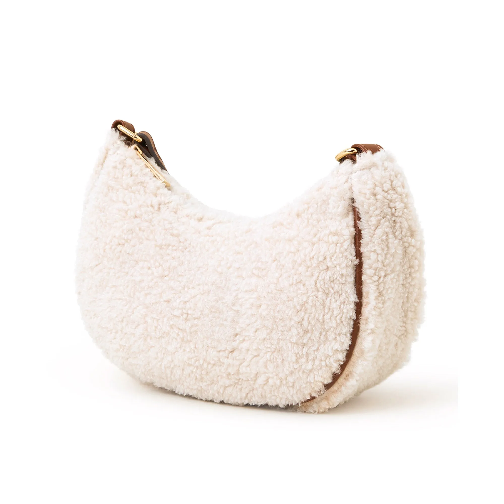 Accessorize London Women's Cream Shearling Sling Bag