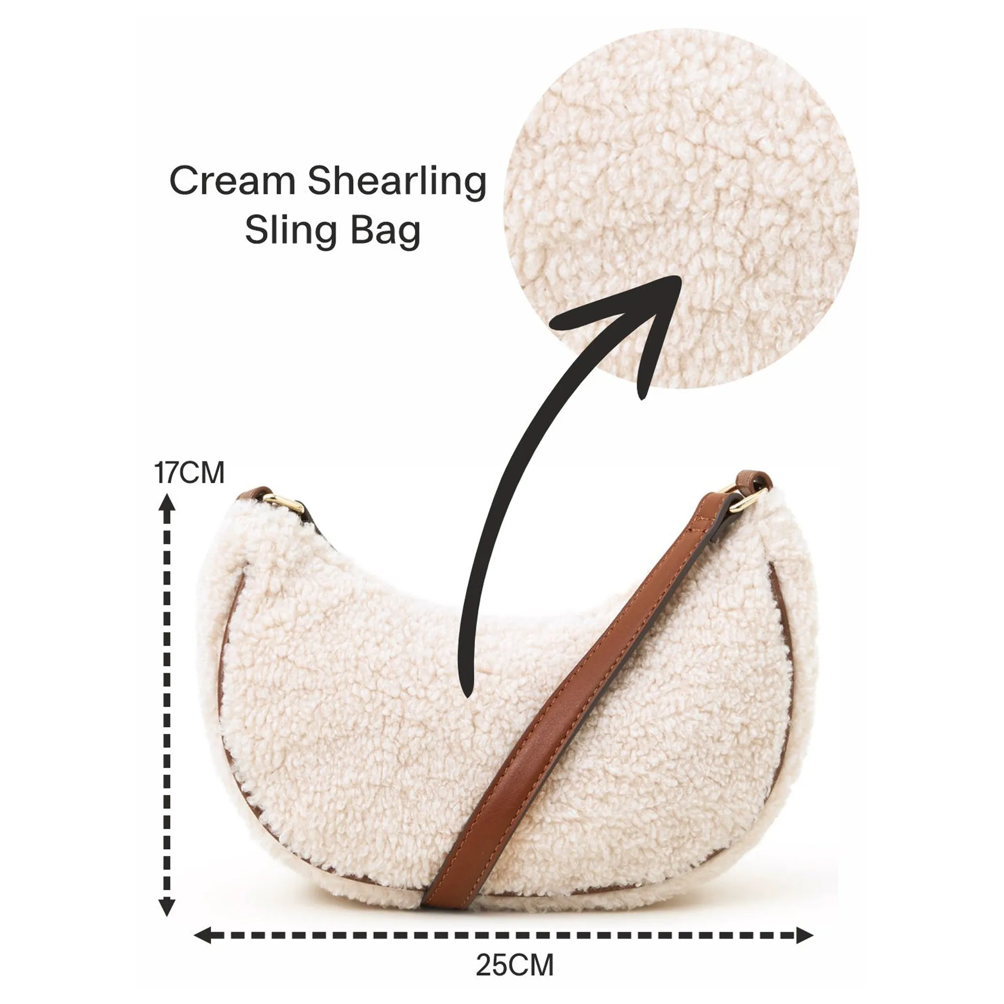 Accessorize London Women's Cream Shearling Sling Bag