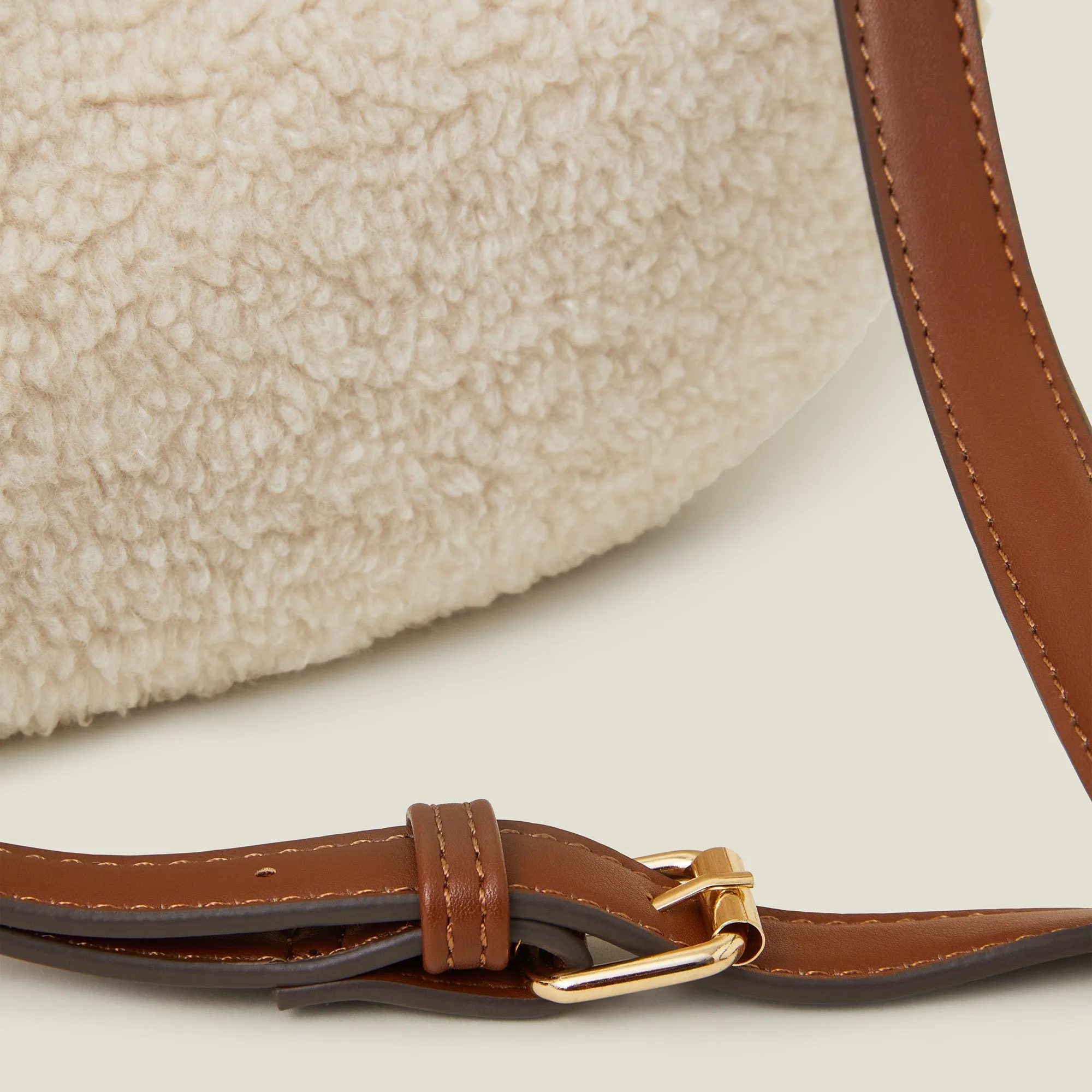 Accessorize London Women's Cream Shearling Sling Bag