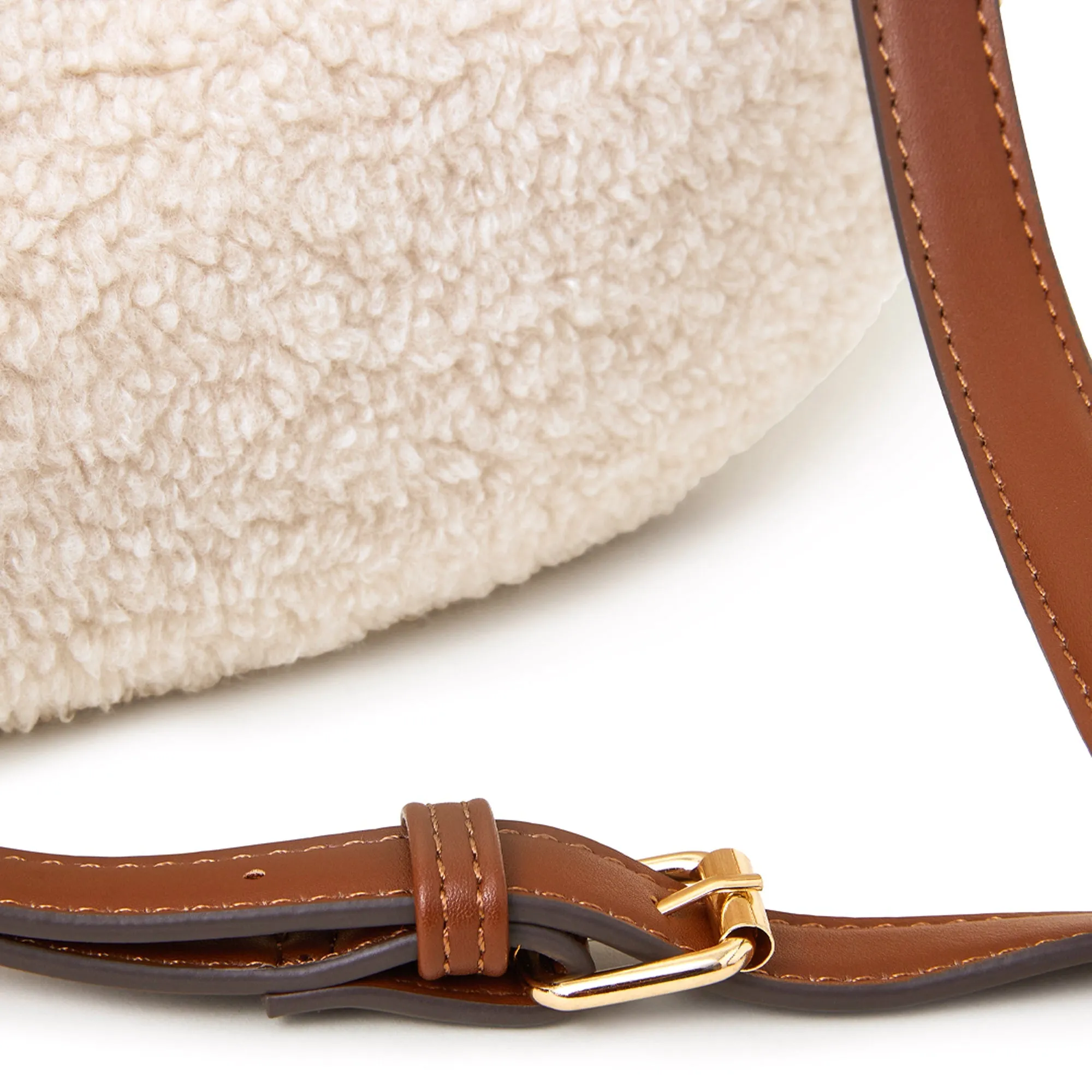 Accessorize London Women's Cream Shearling Sling Bag