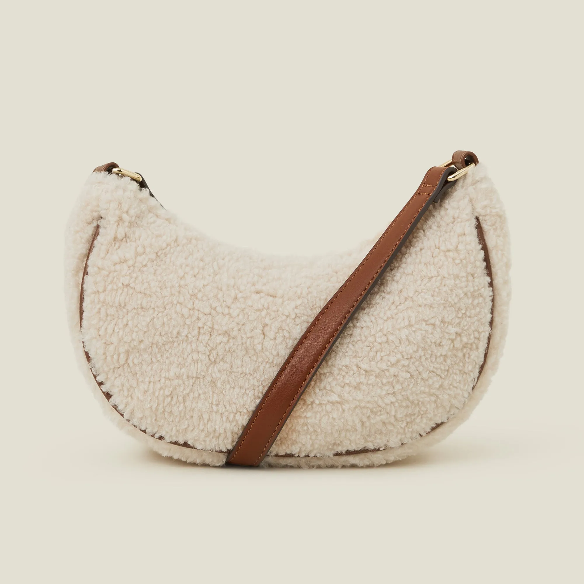 Accessorize London Women's Cream Shearling Sling Bag