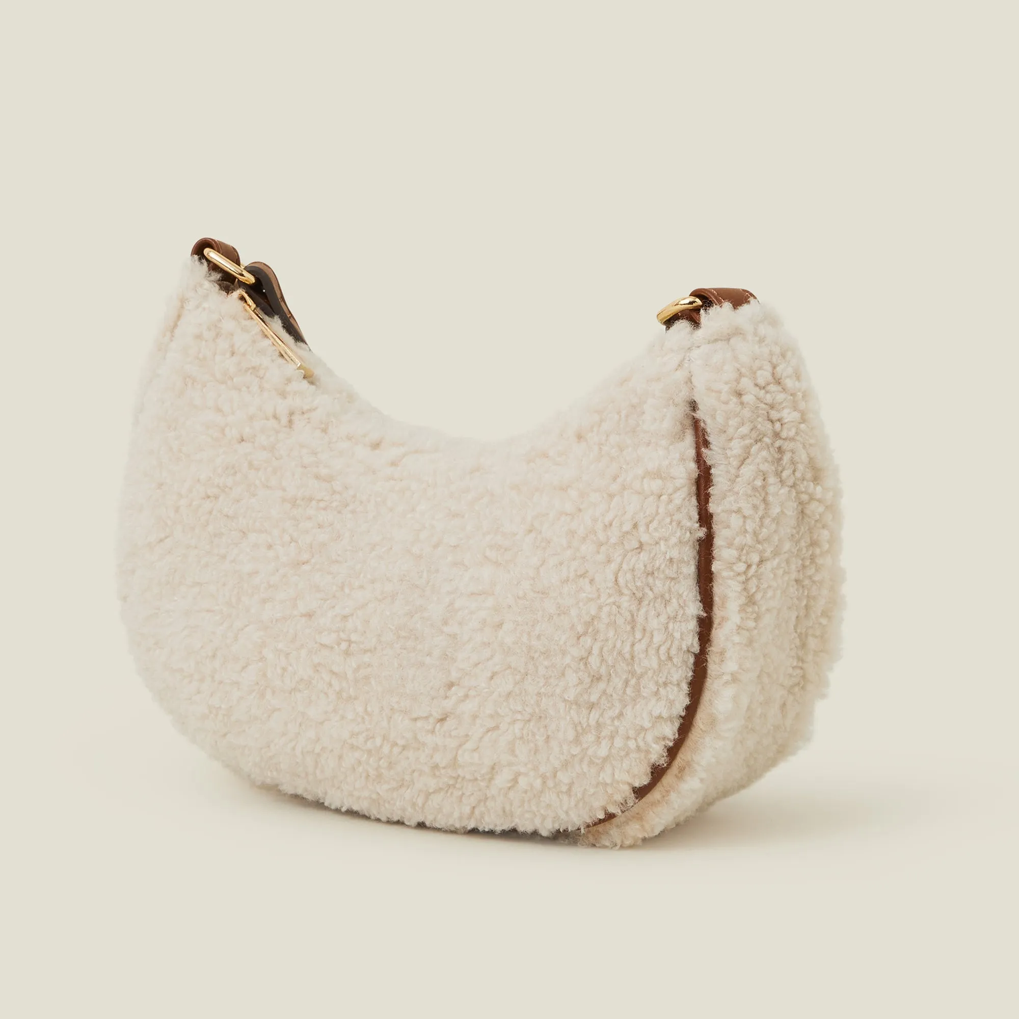 Accessorize London Women's Cream Shearling Sling Bag