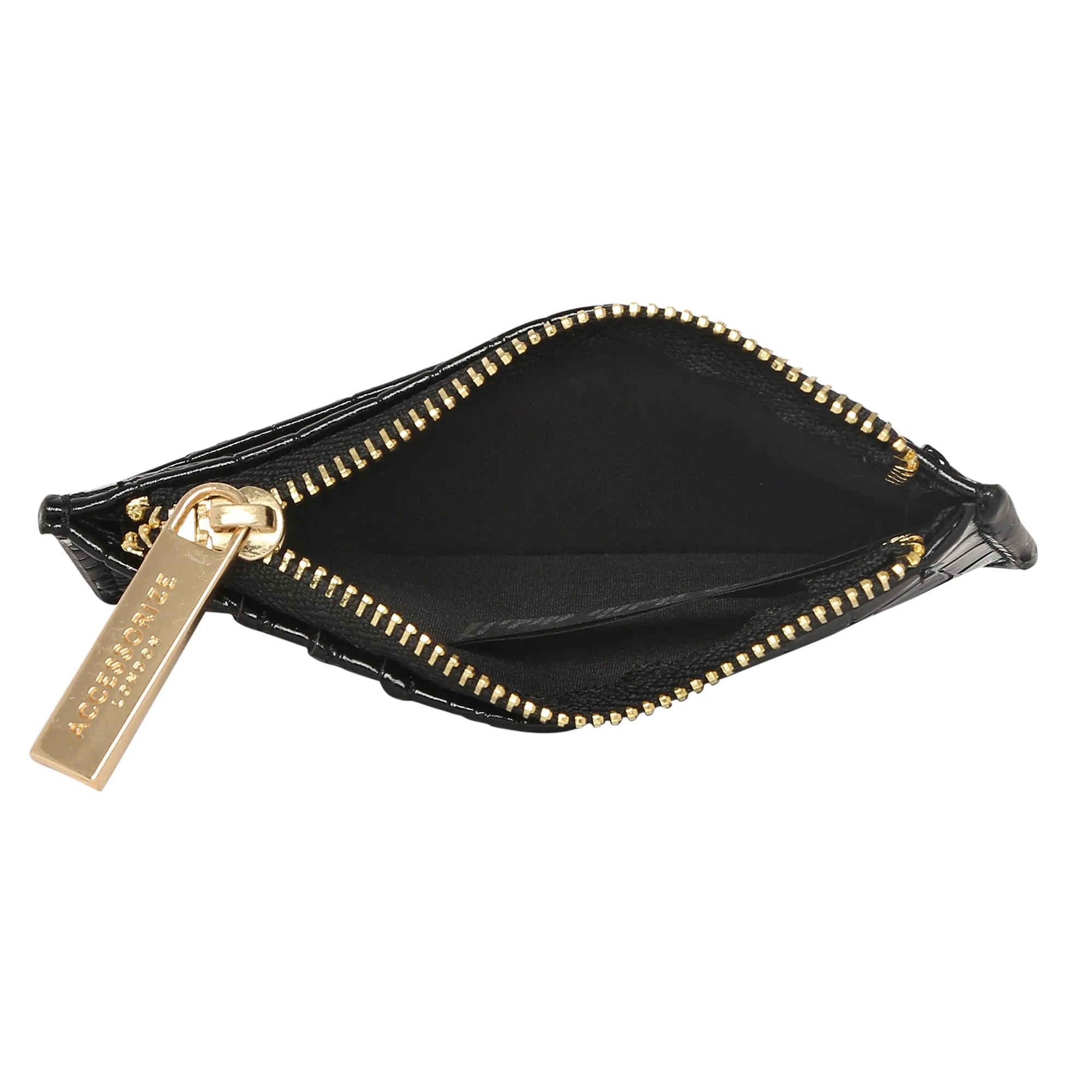 Accessorize London Women's Faux Leather Black Patent Cardholder