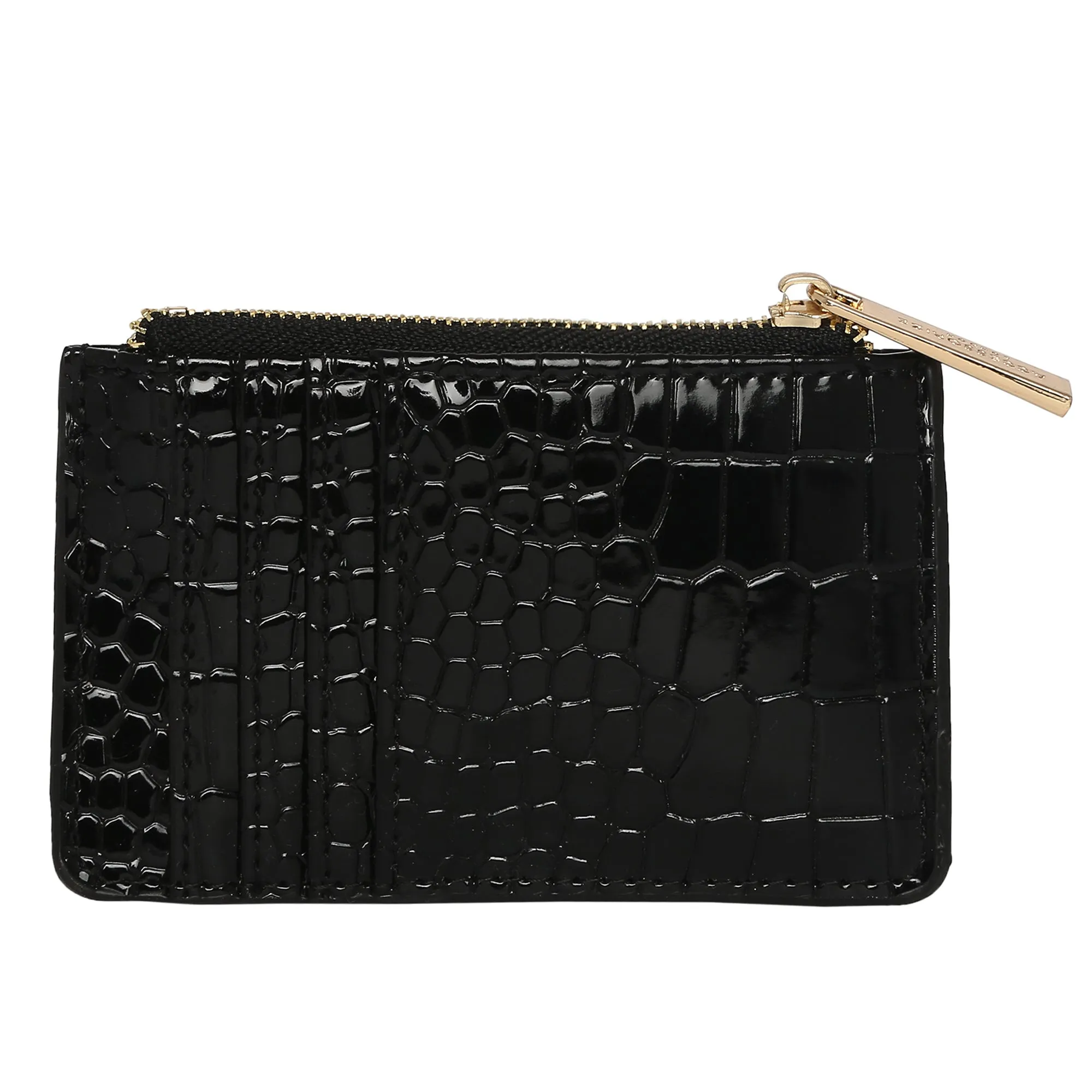 Accessorize London Women's Faux Leather Black Patent Cardholder