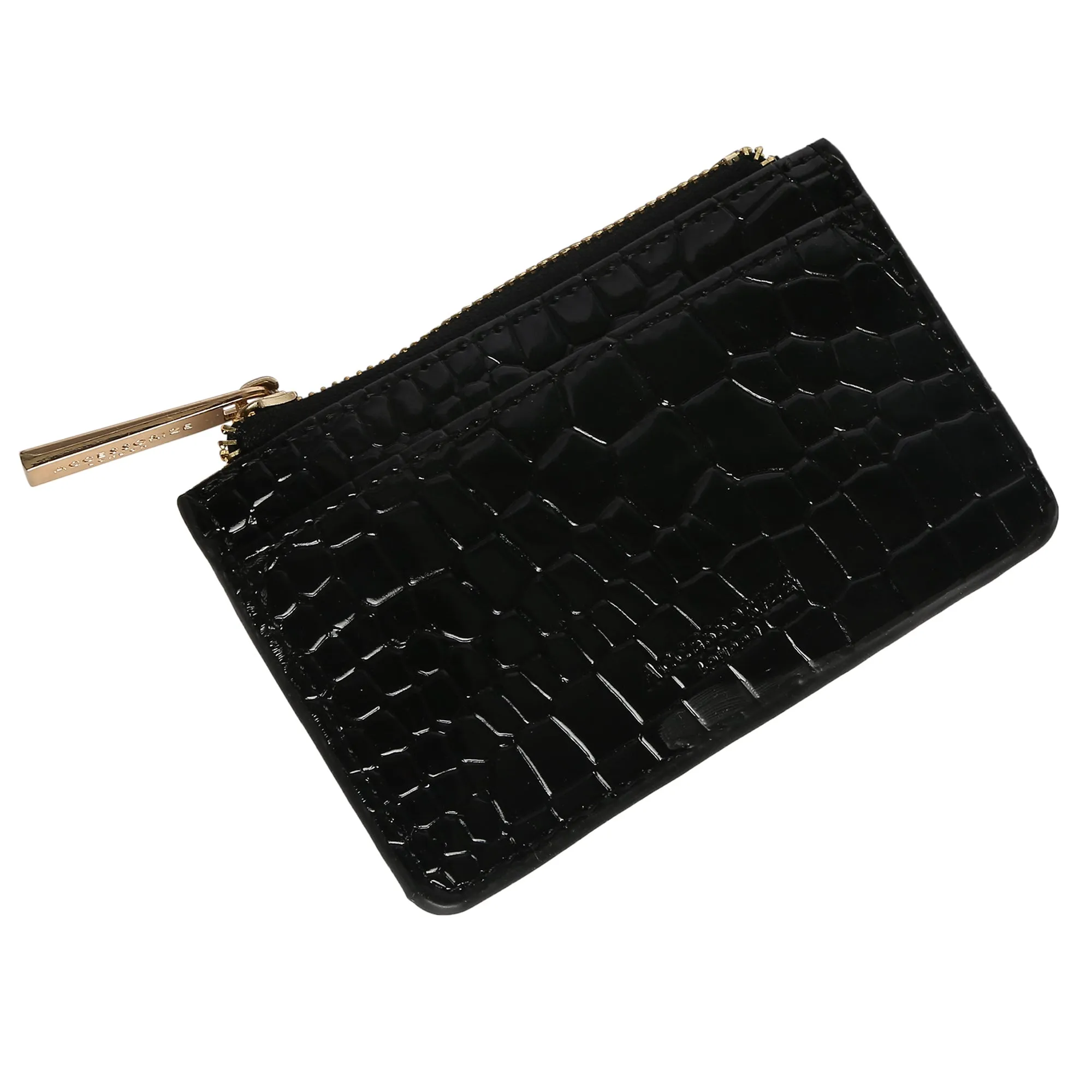 Accessorize London Women's Faux Leather Black Patent Cardholder