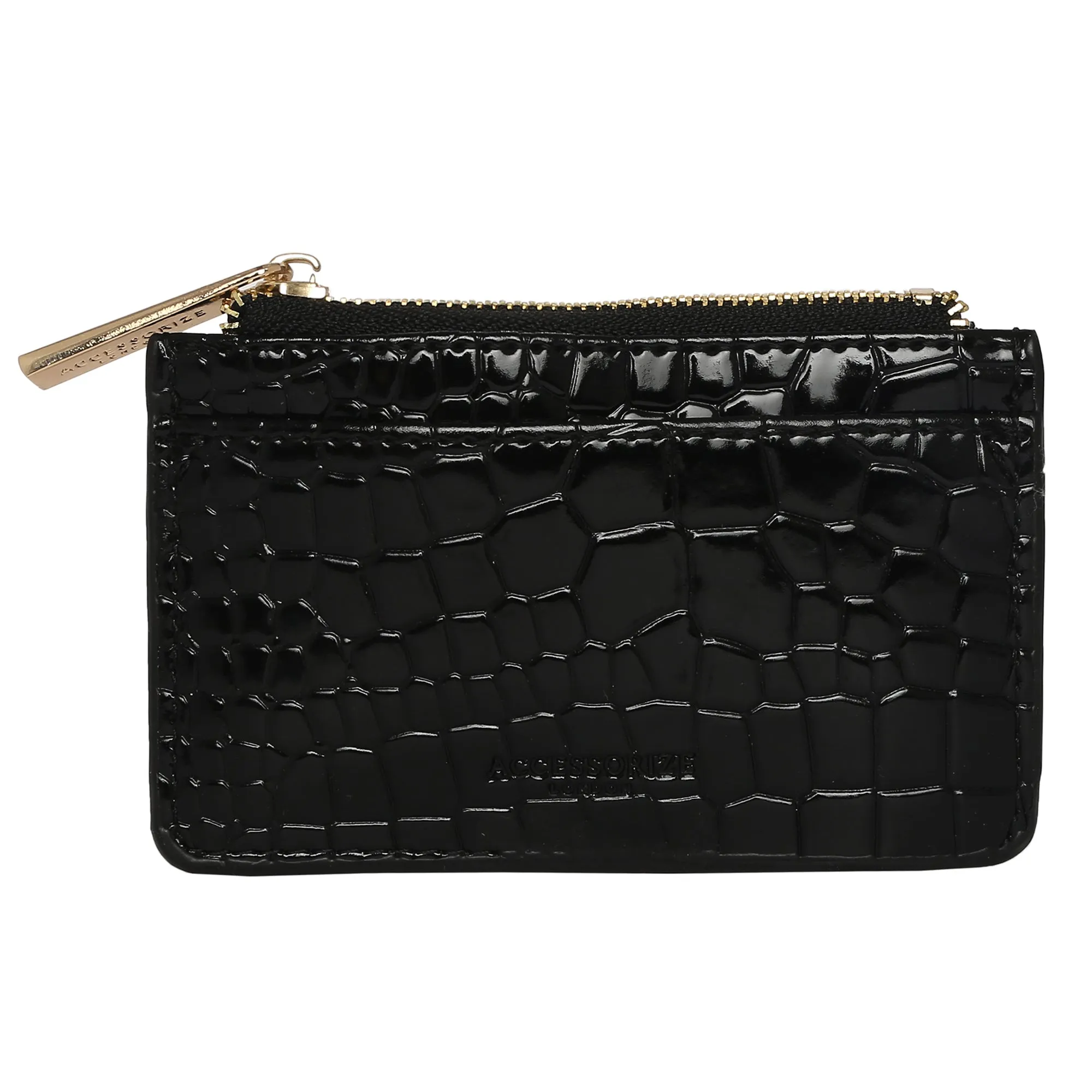 Accessorize London Women's Faux Leather Black Patent Cardholder