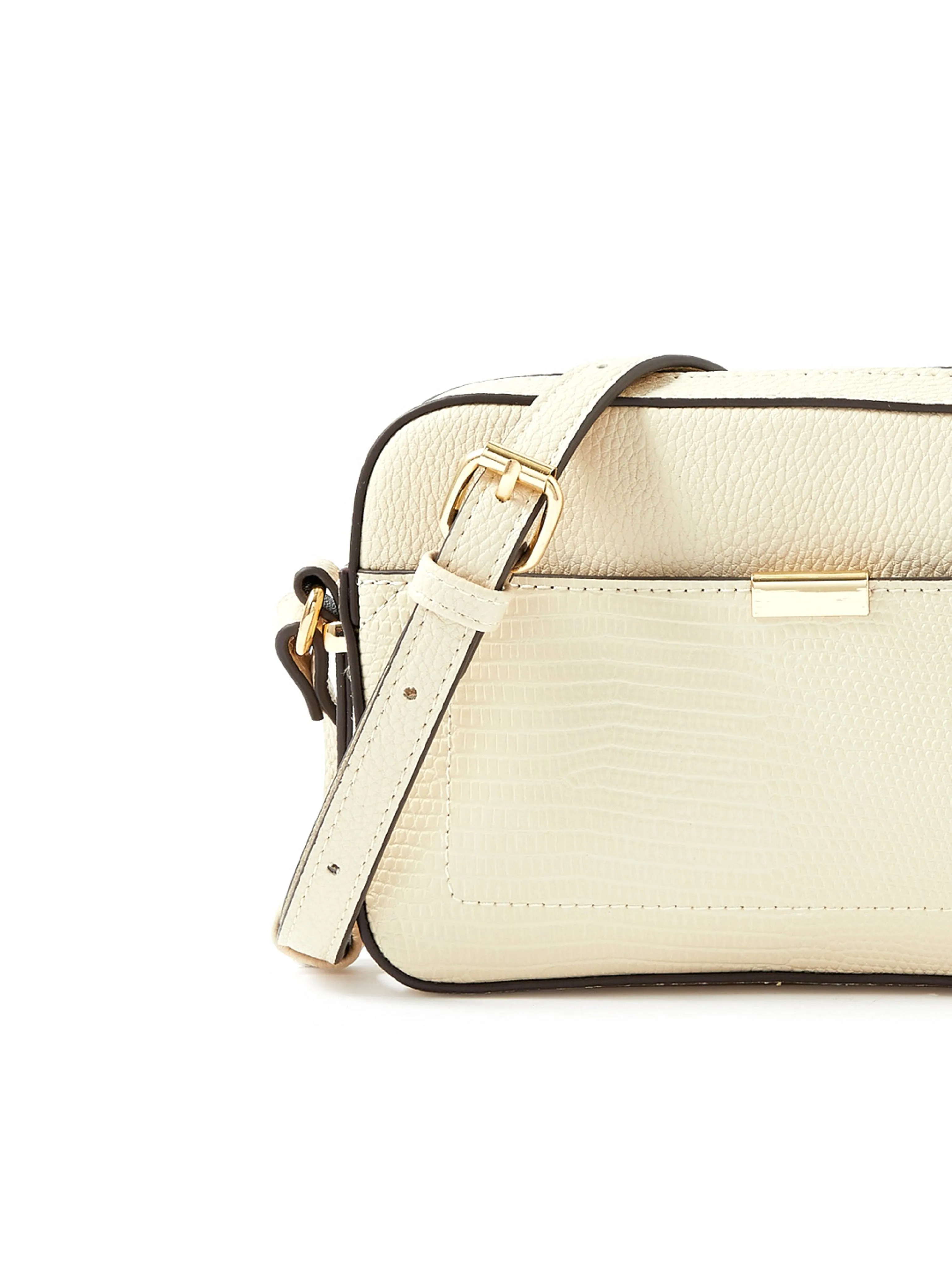 Accessorize London women's Faux Leather Cream Piper Sling bag