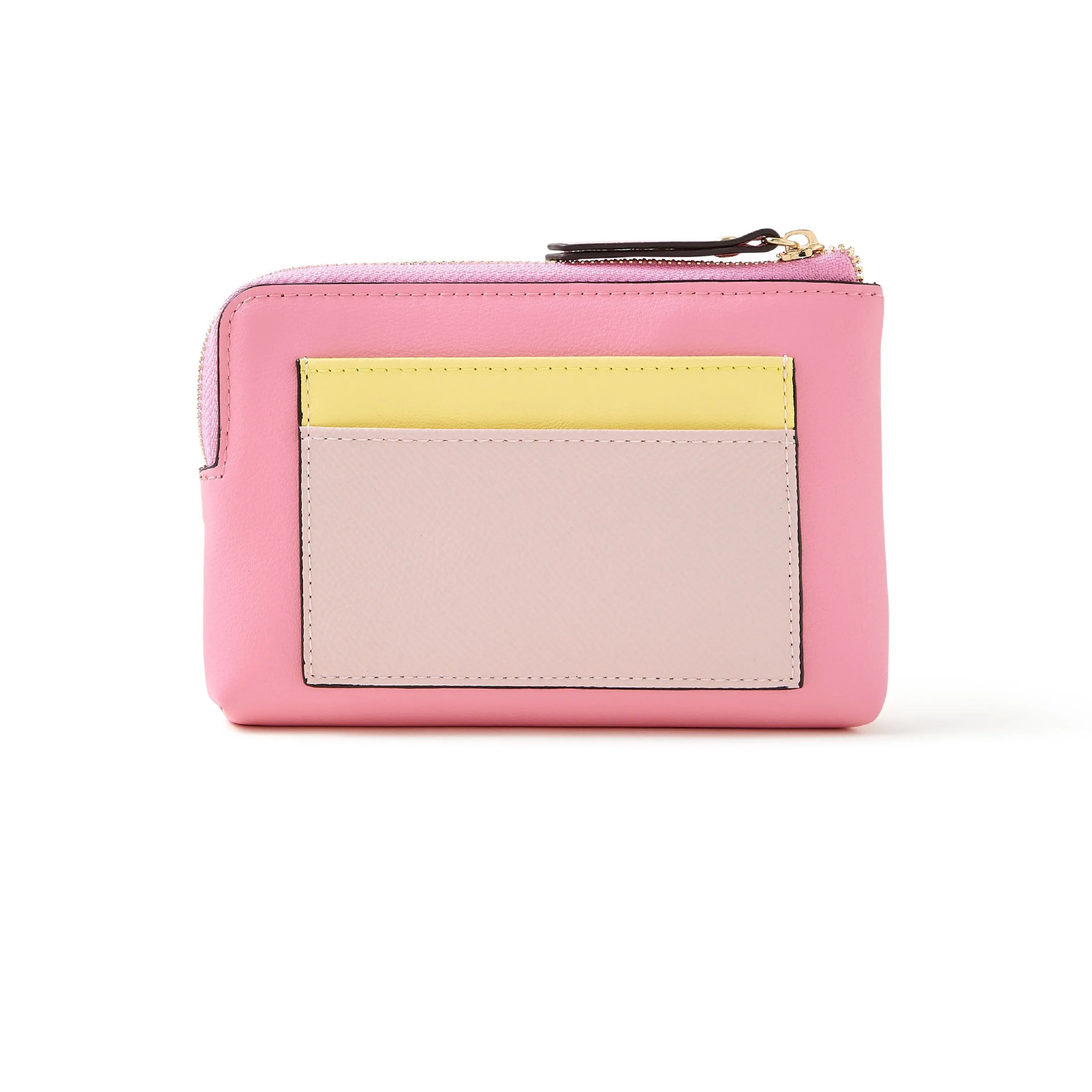 Accessorize London Women's Faux Leather Pink Colourblock Coin Purse