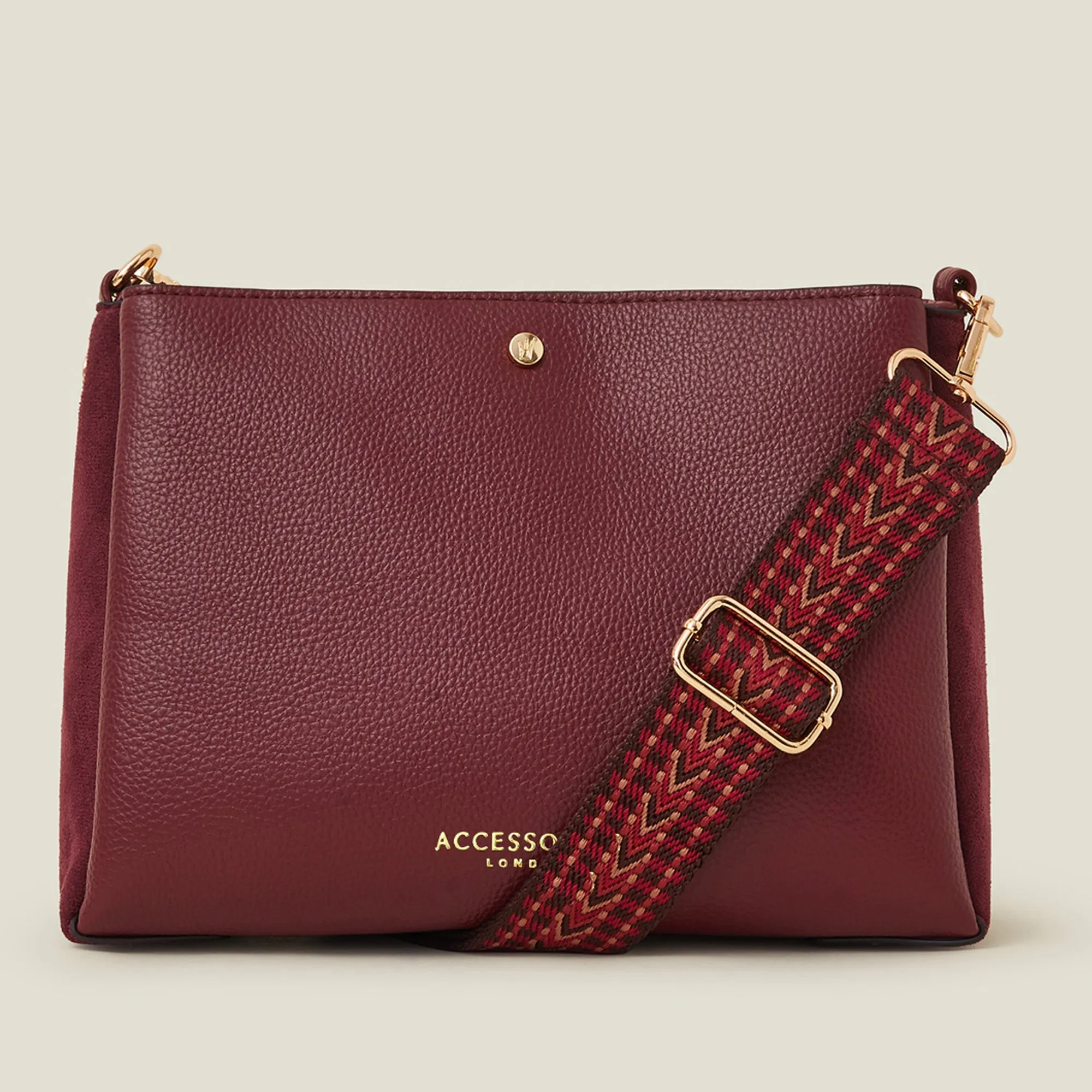 Accessorize London Women's Maroon Webbing Strap Sling Bag