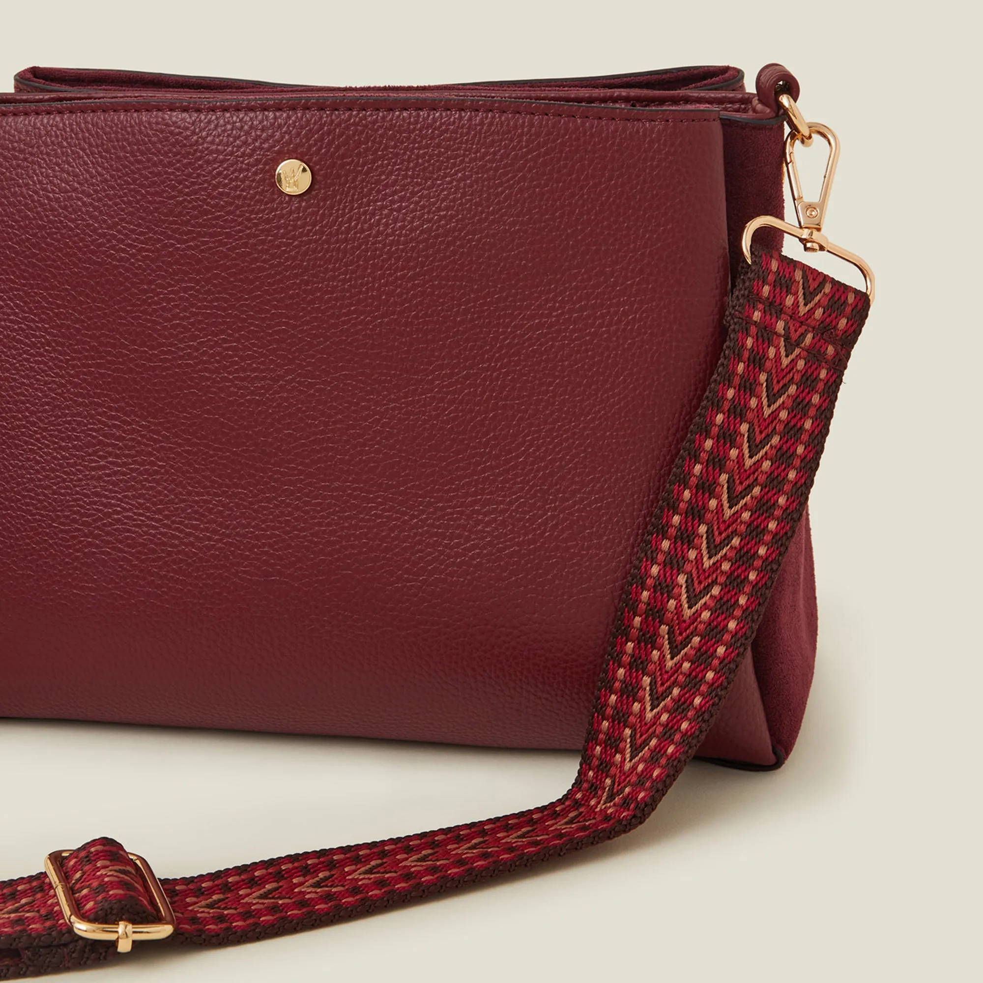 Accessorize London Women's Maroon Webbing Strap Sling Bag