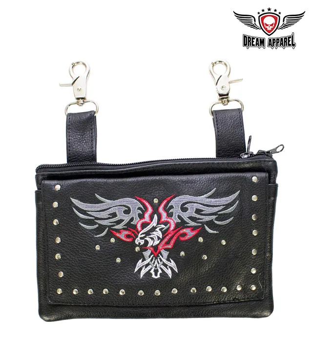 All Naked Cowhide Leather Red Eagle Belt Bag