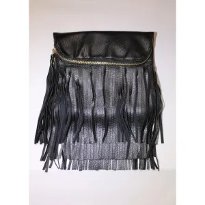 Bari Lynn Foldover Fringe Handbag