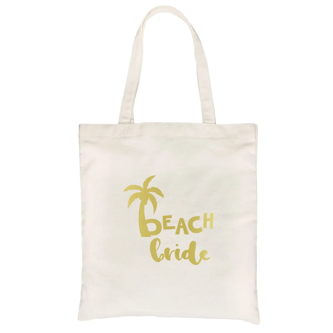 Beach Bride Babe Palm Tree-GOLD Canvas Shoulder Bag Chic Trendy