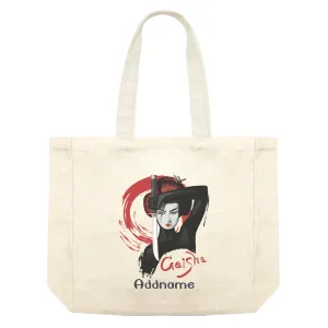 Beautiful Chic Geisha Girl with Addname Shopping Bag