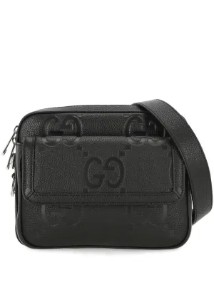 Black Grained Leather Shoulder Bag