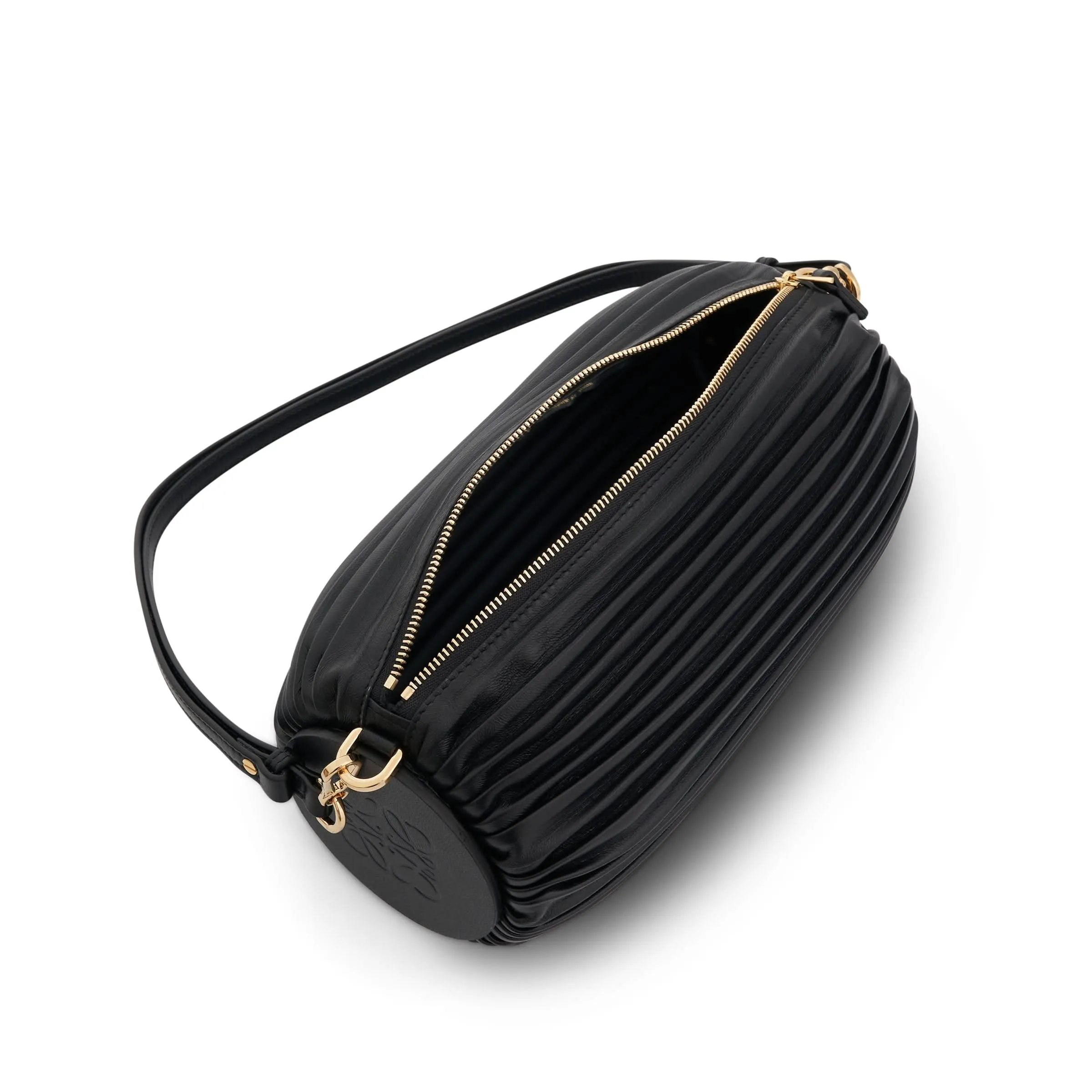 Bracelet Pouch Bag in Pleated Nappa in Black