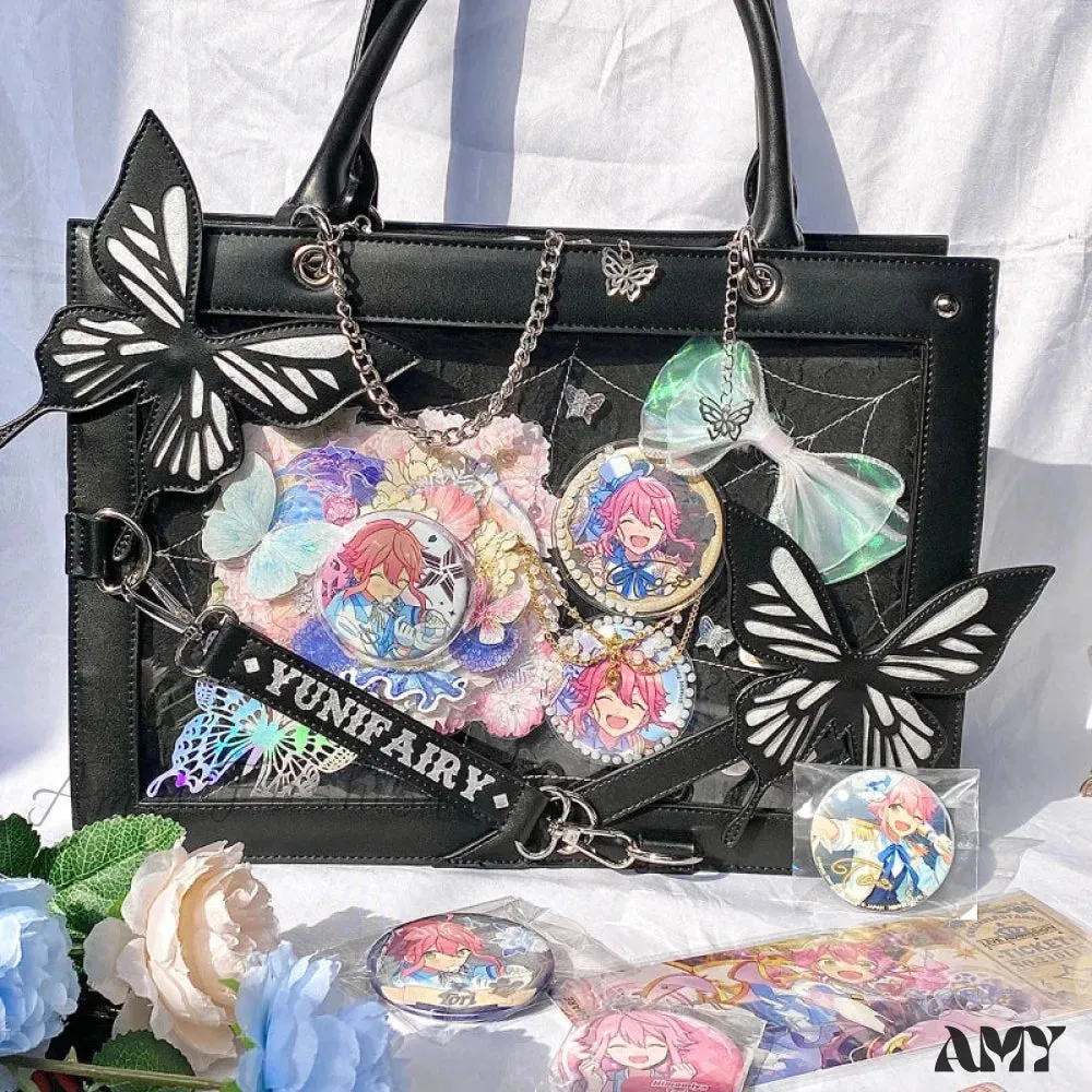 Butterfly Transparent Bag Web Spider Gothic Y2K Chain Labyrinth Letter