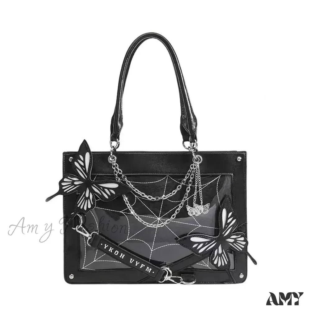 Butterfly Transparent Bag Web Spider Gothic Y2K Chain Labyrinth Letter