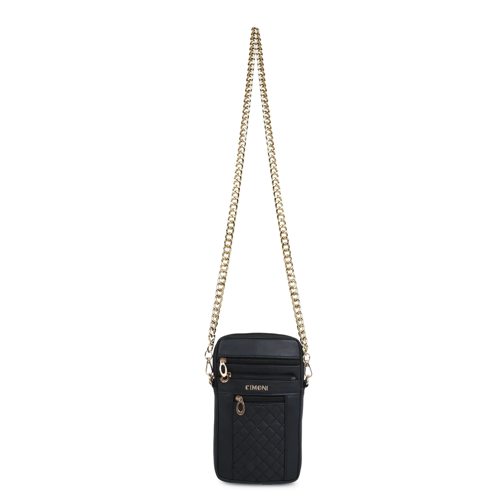 CIMONI Genuine Leather Stylish Elegant Unique Design Gold Chain Strap Crossbody Women Side Sling Bag