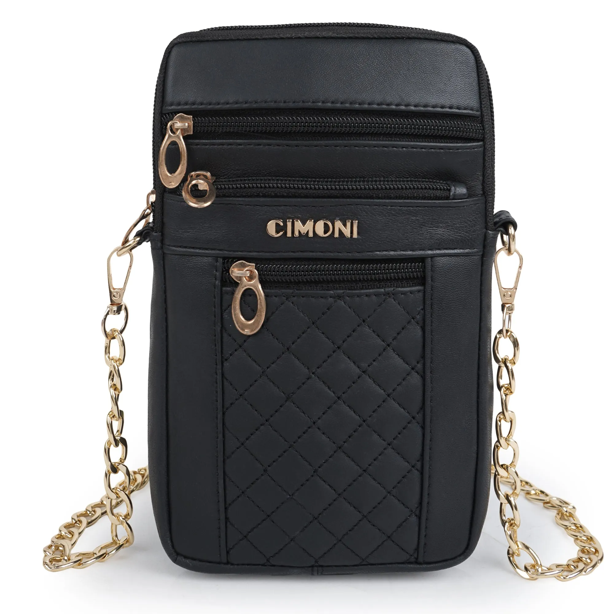 CIMONI Genuine Leather Stylish Elegant Unique Design Gold Chain Strap Crossbody Women Side Sling Bag