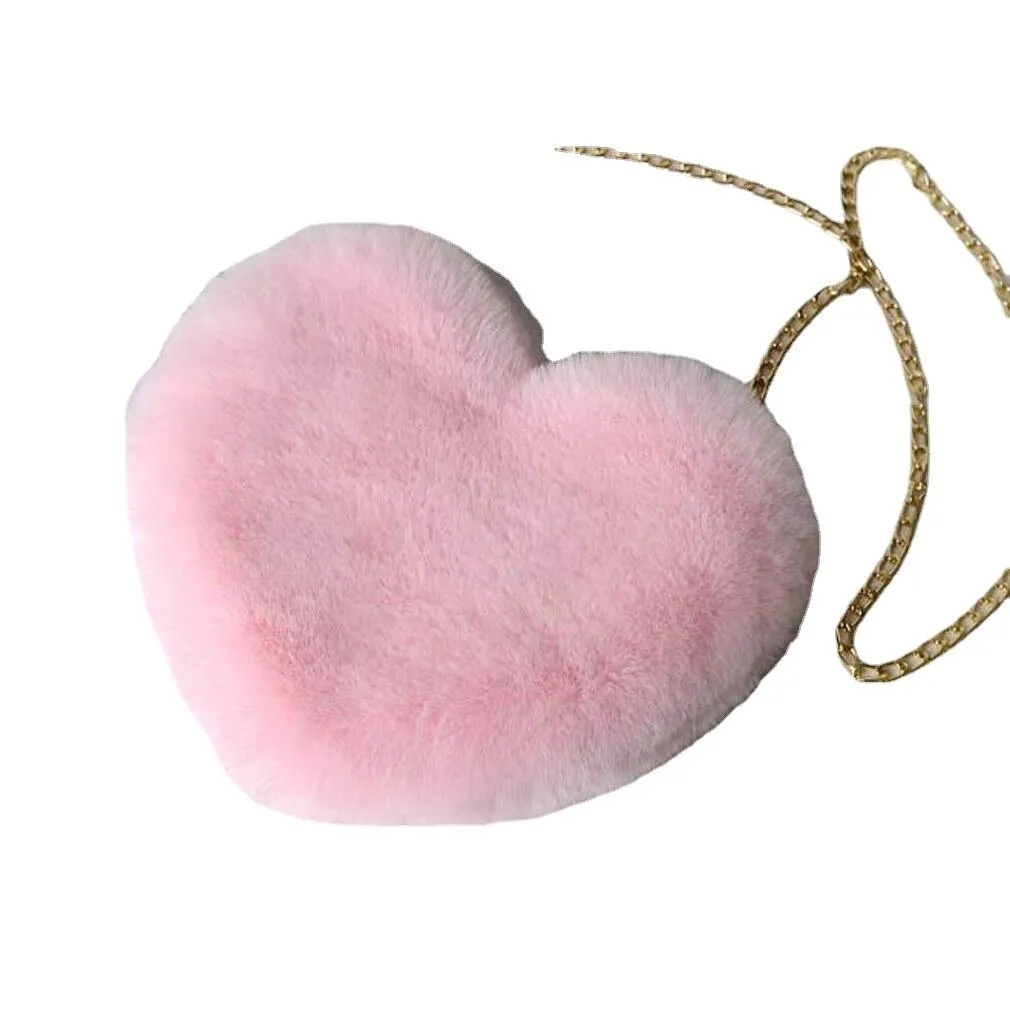 Fashionable Cute Women's Heart Shaped Faux Fur Crossbody Bags