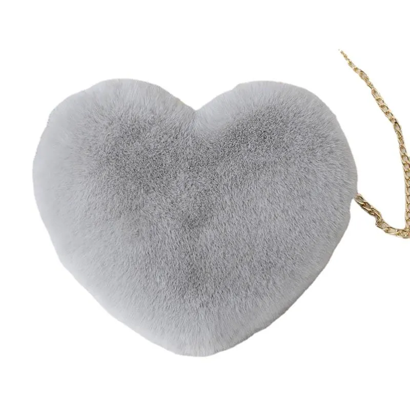 Fashionable Cute Women's Heart Shaped Faux Fur Crossbody Bags