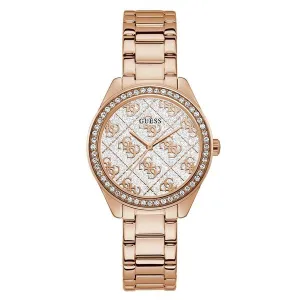 Guess Sugar Rose Gold Stainless Steel White Dial Quartz Watch for Ladies - GW0001L3