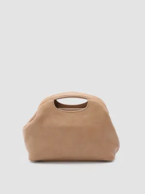 HELEN 15 - Taupe Leather Clutch Bag