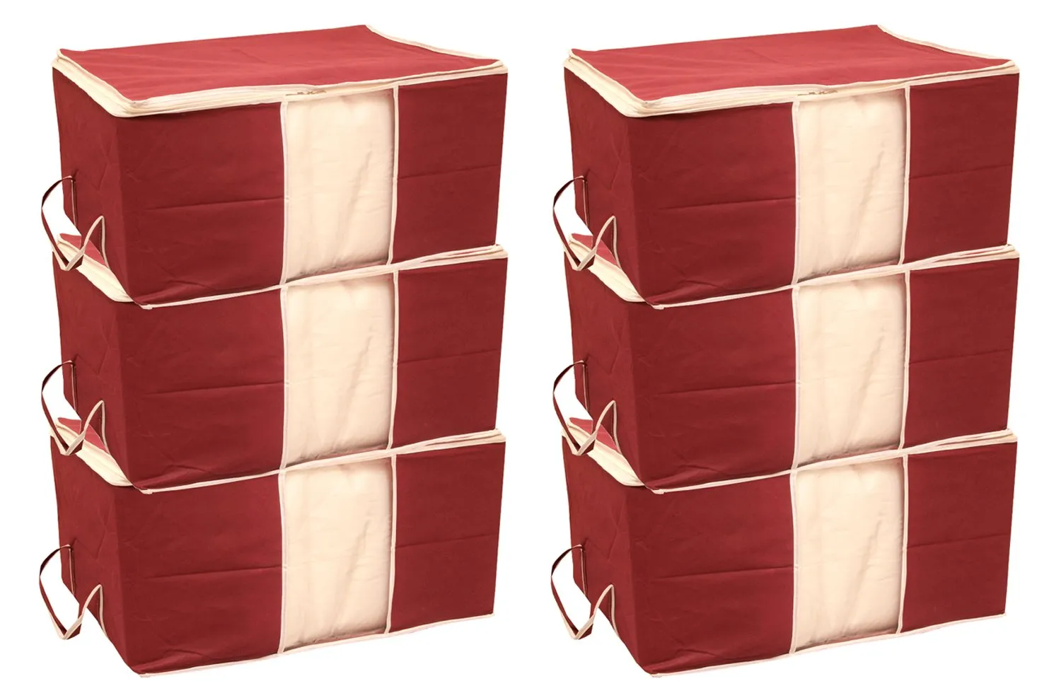 Kuber Industries 6 Piece Non Woven Underbed Storage Organiser Set, Extra Large, Maroon (CTS041)