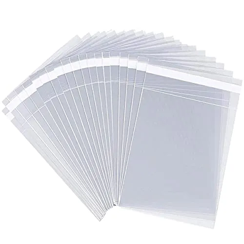 LEOSINDA 100pcs 7 X 10 Clear Resealable Cellophane Bags Treat Bags Cookie Bags Cello Candy Bags Self Sealing Adhesive Gift Wrap Plastic Small Business Packaging 1.3mil