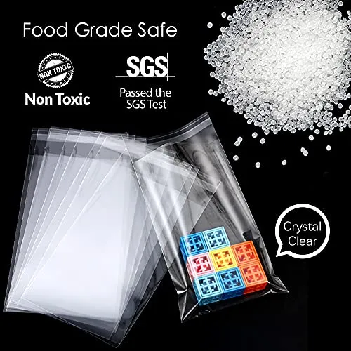 LEOSINDA 100pcs 7 X 10 Clear Resealable Cellophane Bags Treat Bags Cookie Bags Cello Candy Bags Self Sealing Adhesive Gift Wrap Plastic Small Business Packaging 1.3mil