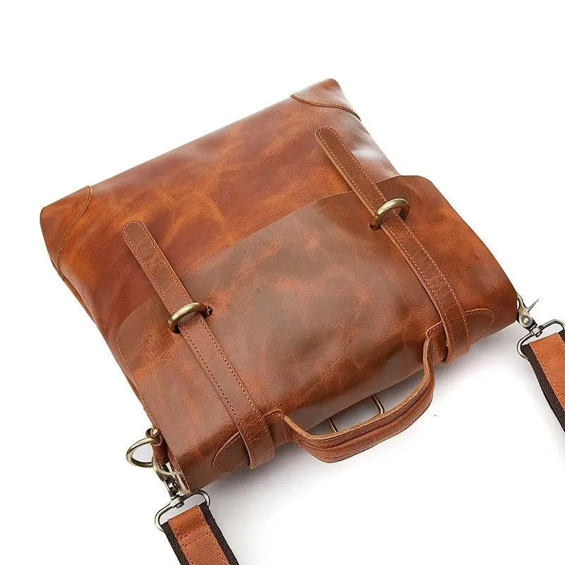 Luxury Crazy Horse Leather Men's Shoulder Bag