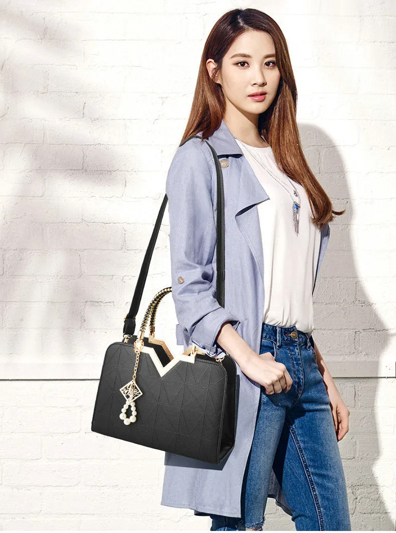 Luxury Stylish Female Zipper Leather Crossbody Bags For Workplace