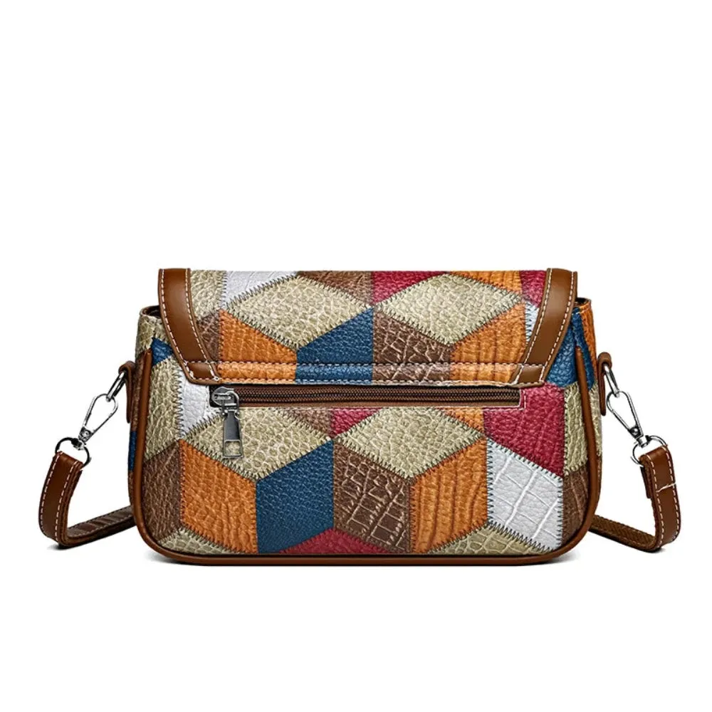 Messenger Bag Splicing Wide Shoulder Strap Crossbody Bag