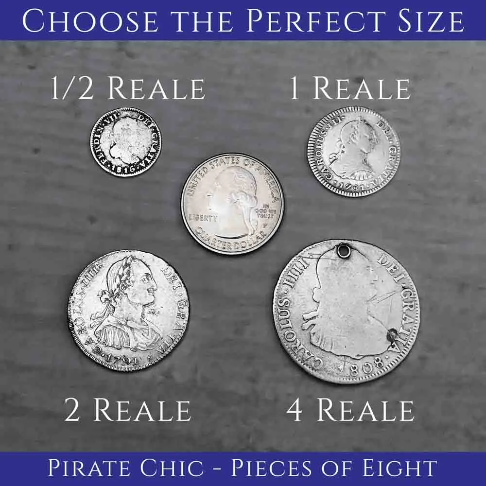 Pirate Chic Silver 1 Reale Spanish Portrait Dollar Dated 1788 - the Legendary "Piece of Eight" Pendant | Artifact #8854