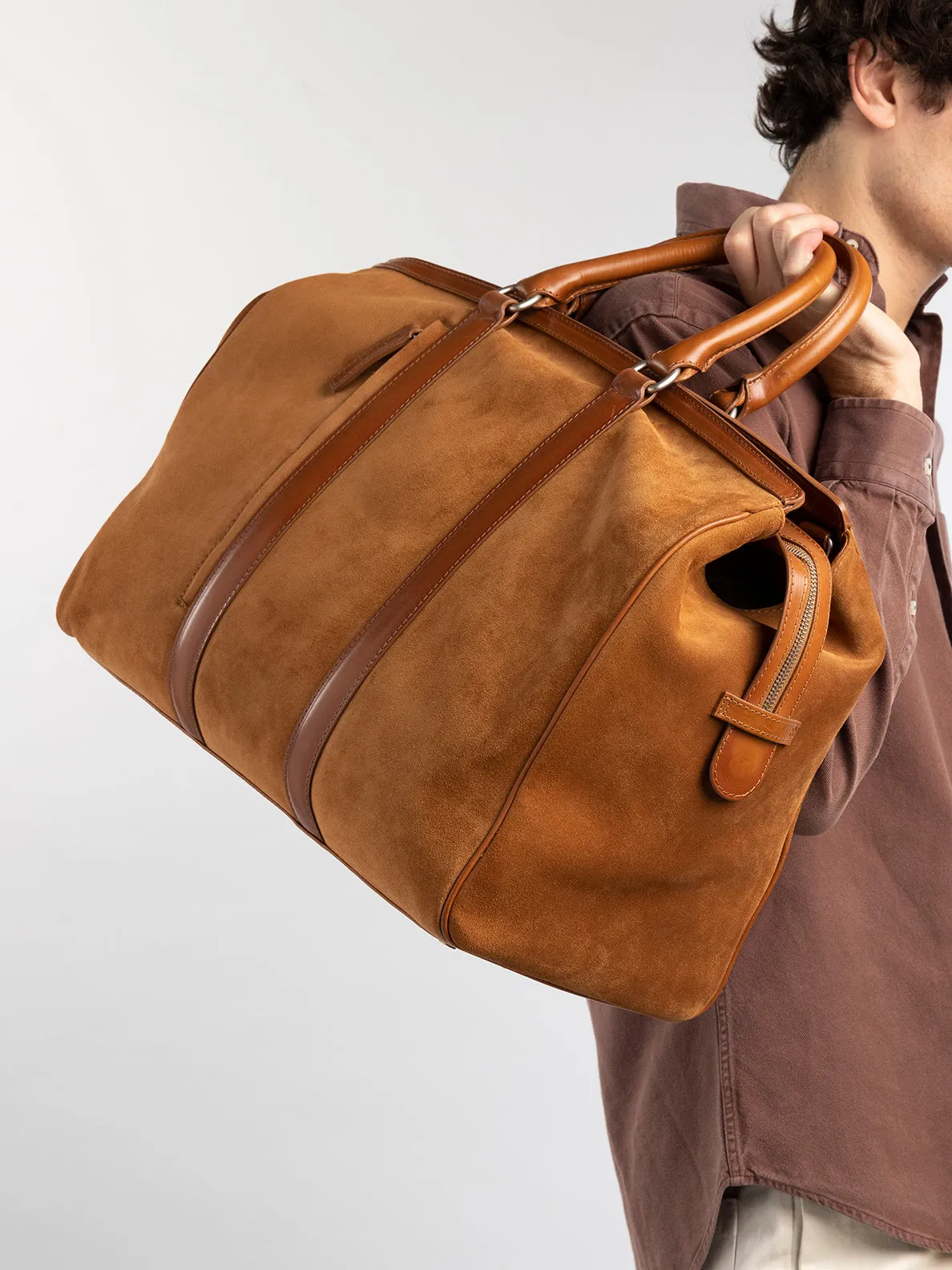 QUENTIN 009 - Brown Suede and Leather Bag