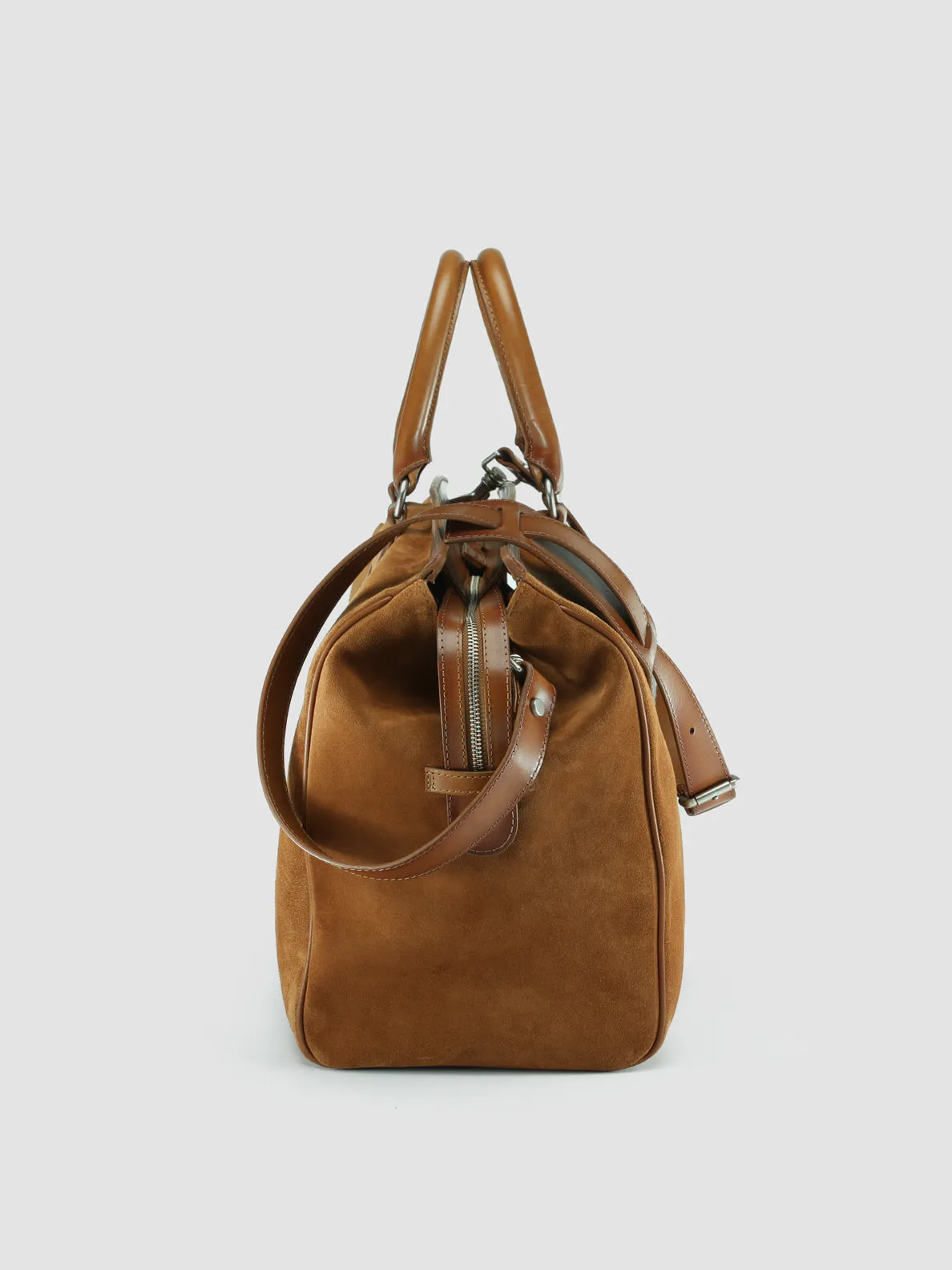 QUENTIN 009 - Brown Suede and Leather Bag