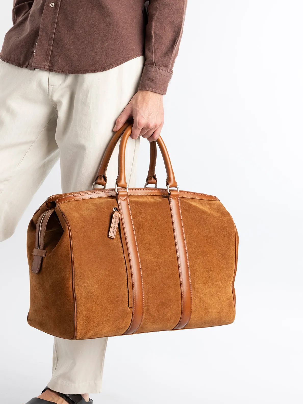 QUENTIN 009 - Brown Suede and Leather Bag