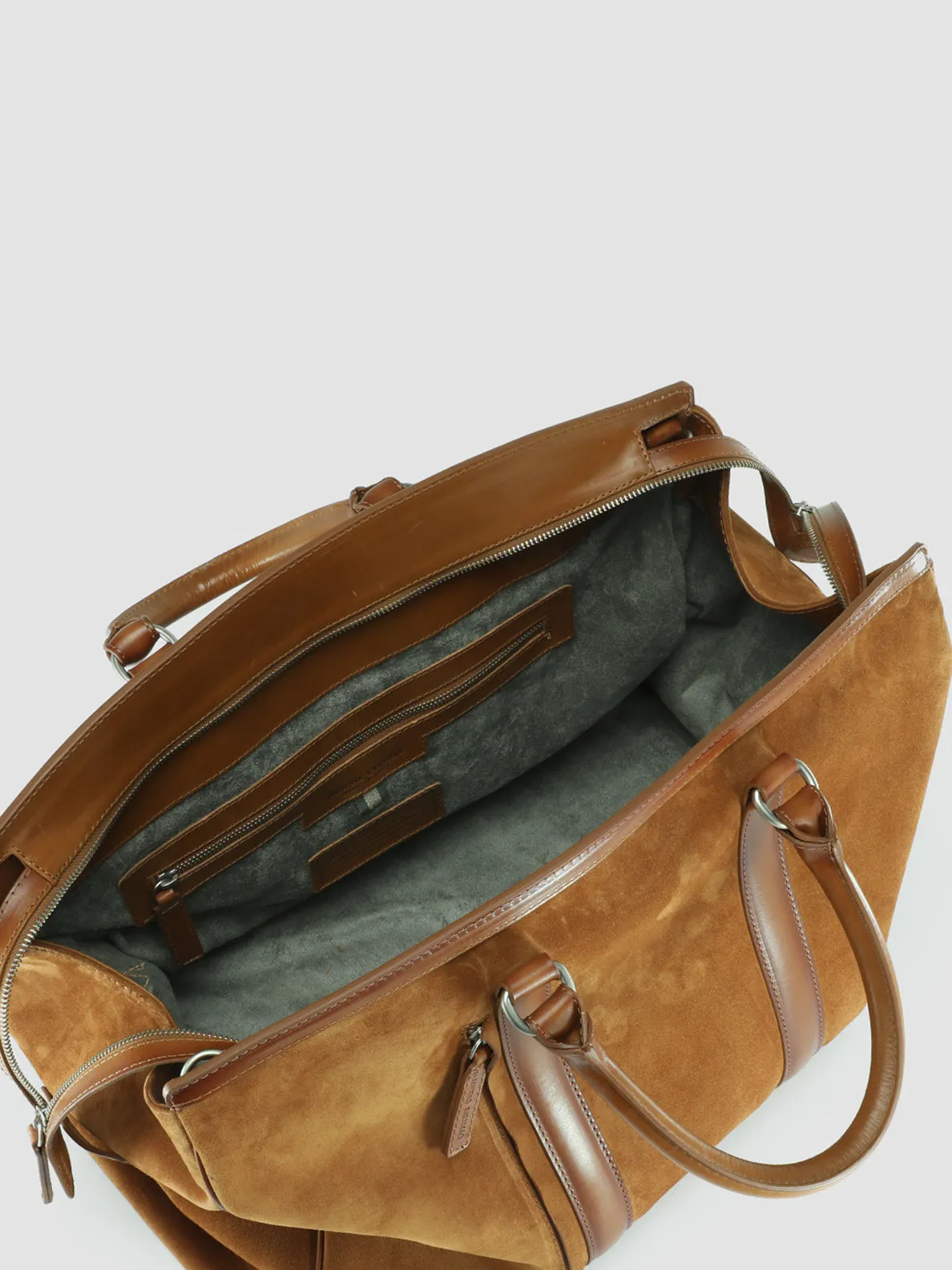 QUENTIN 009 - Brown Suede and Leather Bag