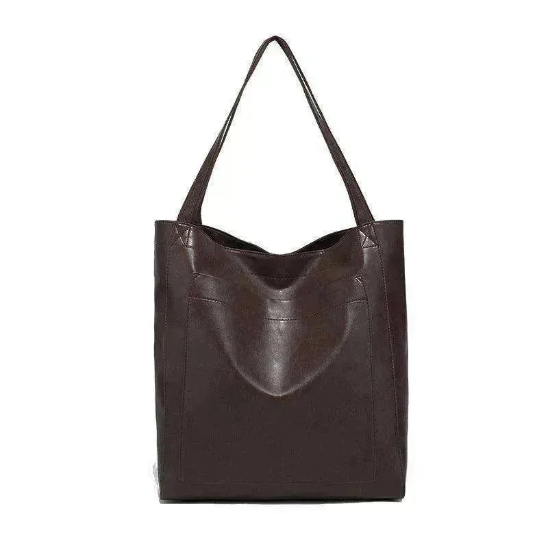 Retro Shoulder Bag Big Pocket Oil Wax Totes