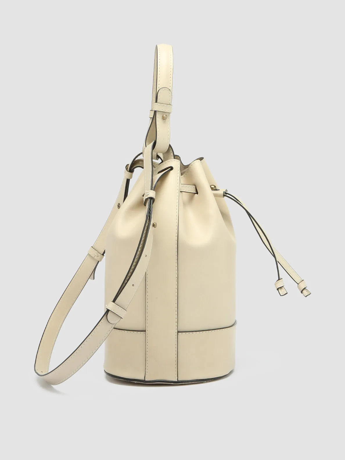 SADDLE 08 - Ivory Leather Bucket Bag