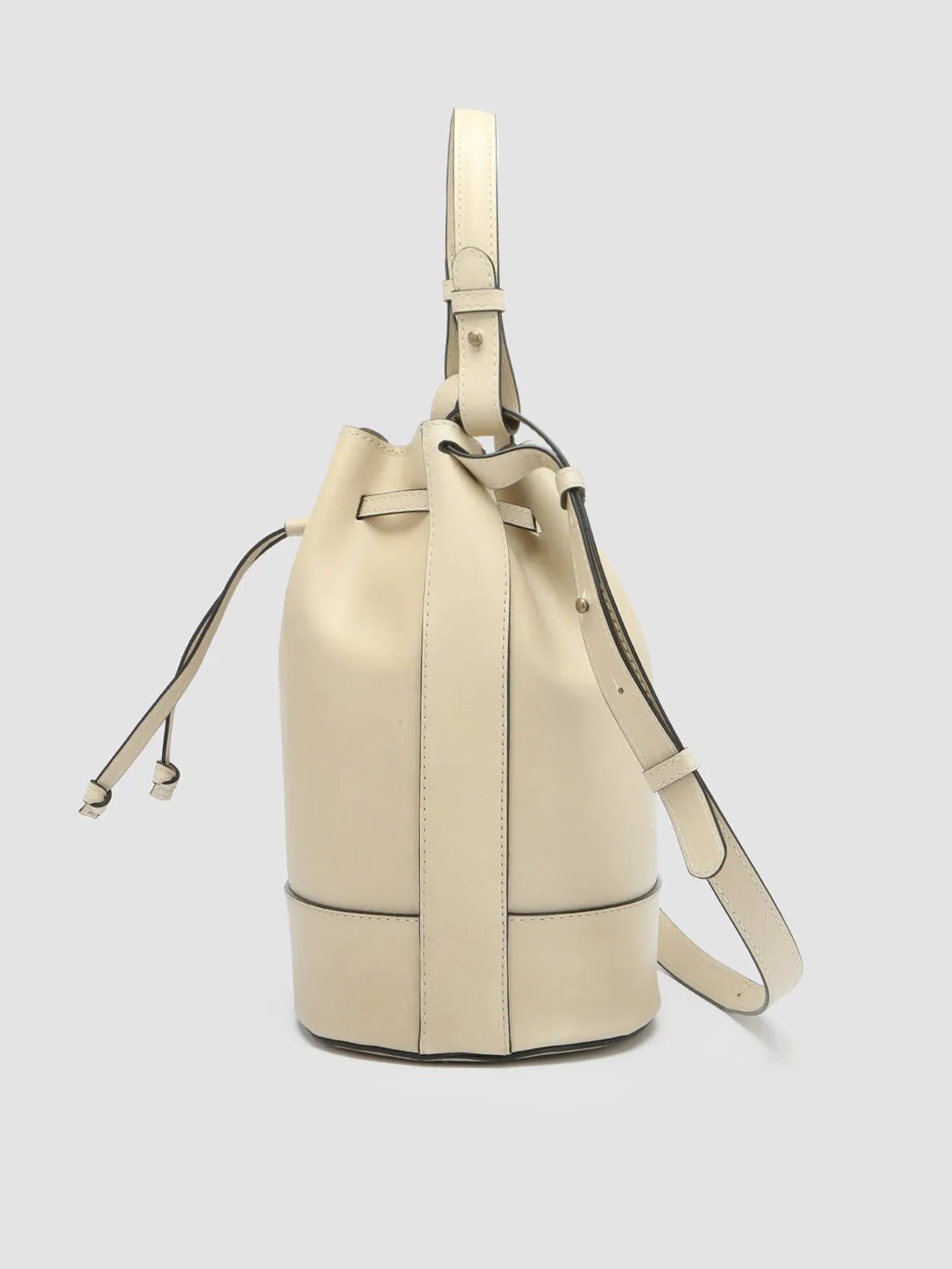 SADDLE 08 - Ivory Leather Bucket Bag