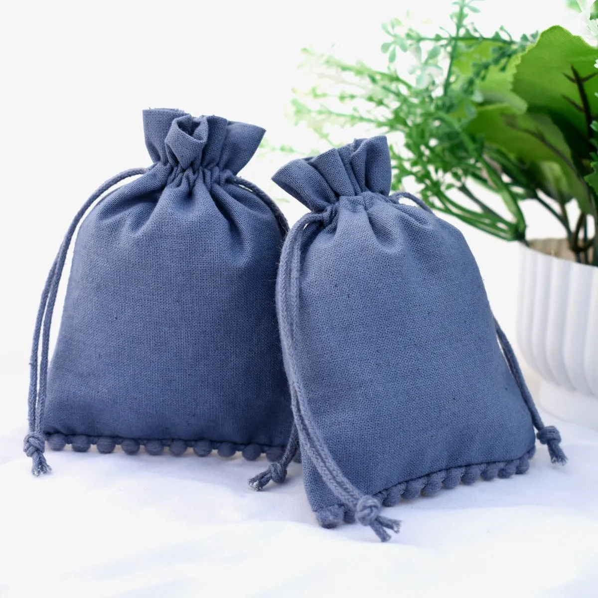 Set Of 100 Cotton Drawstring Packaging Bag, Custom Jewelry Bags, Eco-Friendly Favor Bags, Designer Cotton Pouches