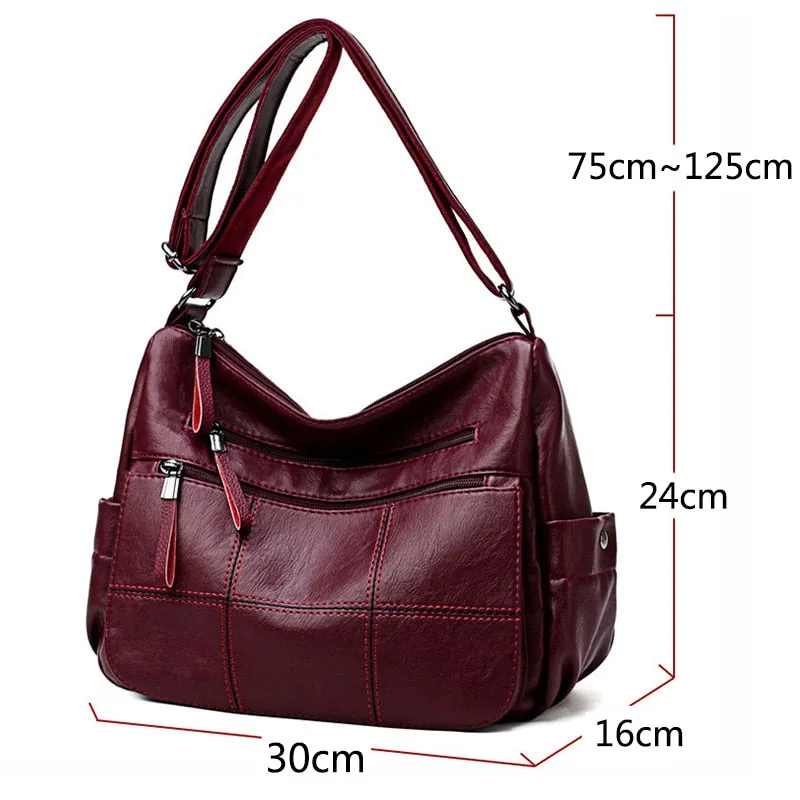 Soft Leather Designer Crossbody Shoulder Tote Bag