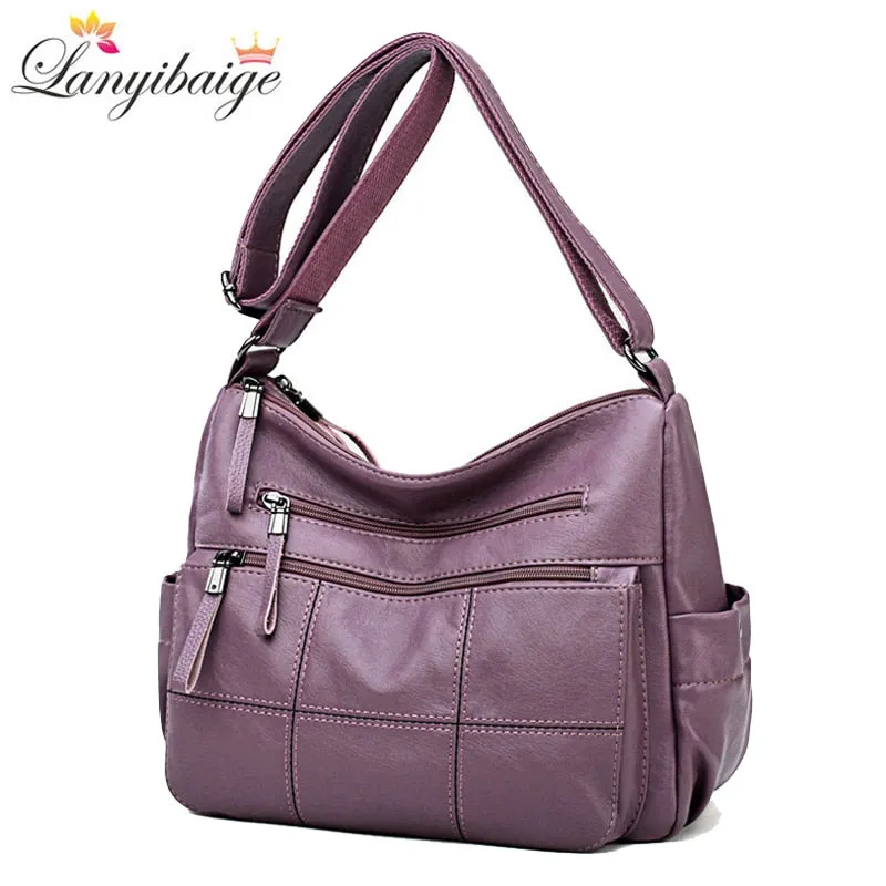 Soft Leather Designer Crossbody Shoulder Tote Bag