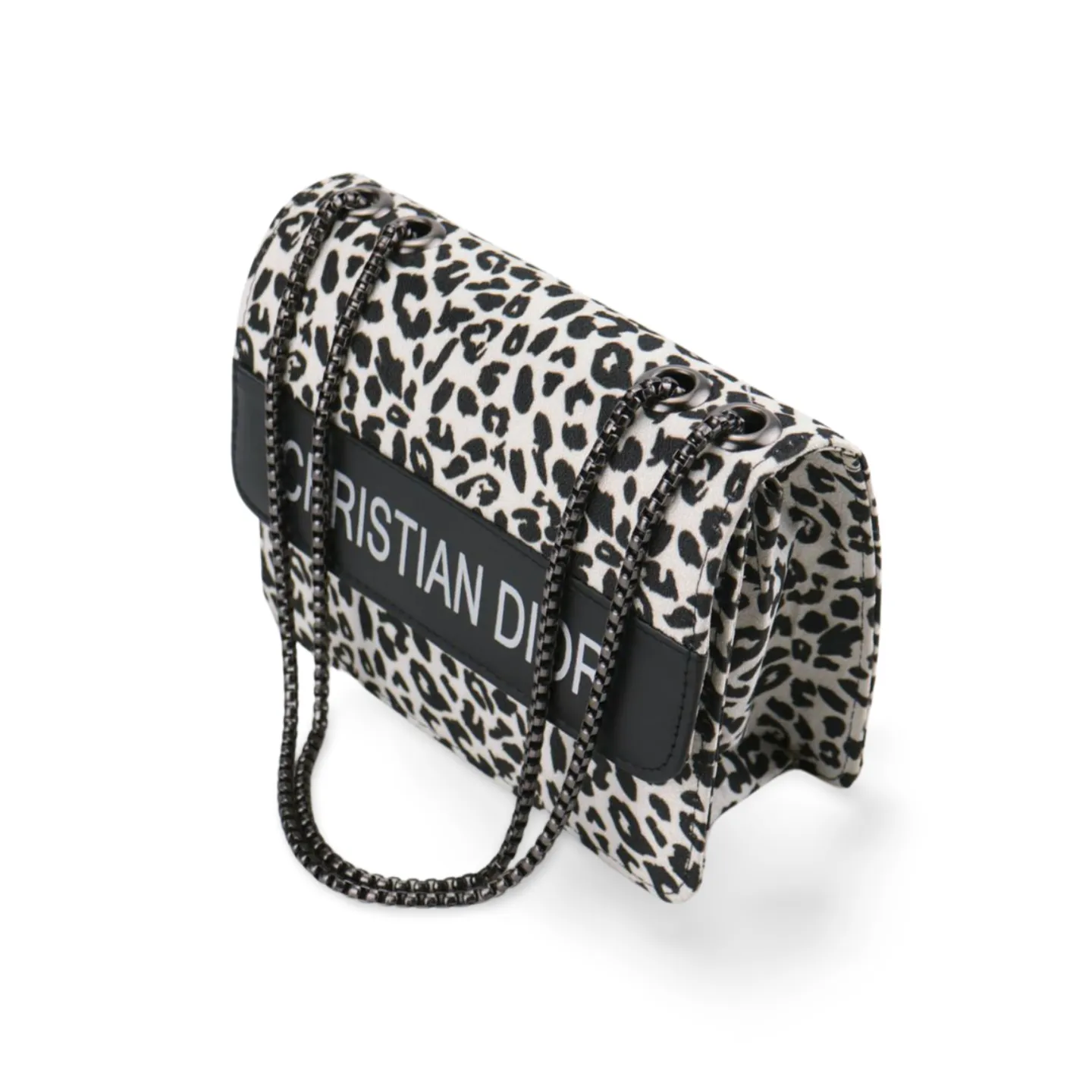 Stylish Cheetah Print Shoulder Bag with Chain Strap