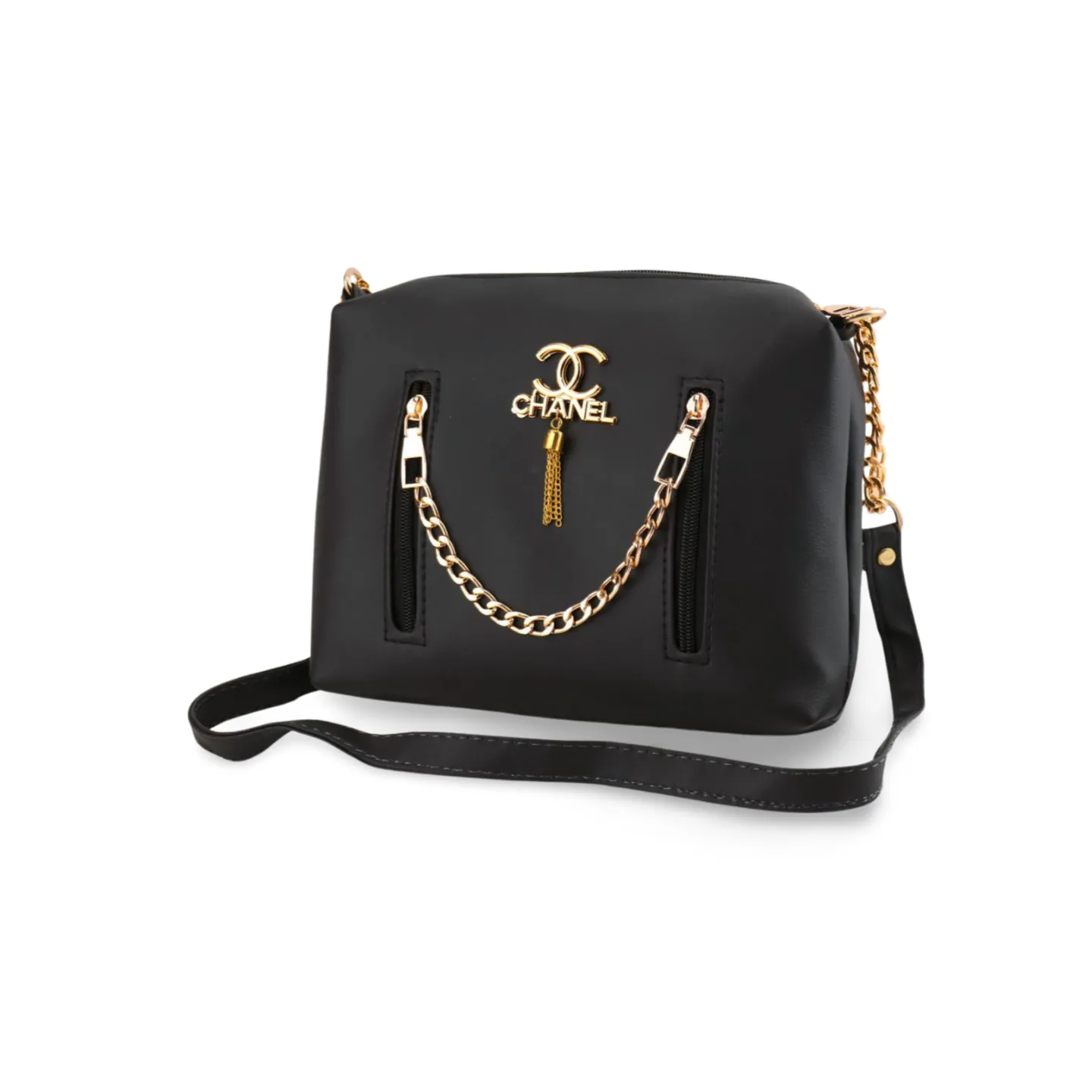 Stylish Crossbody Bag with Luxe Gold Chain and Tassel